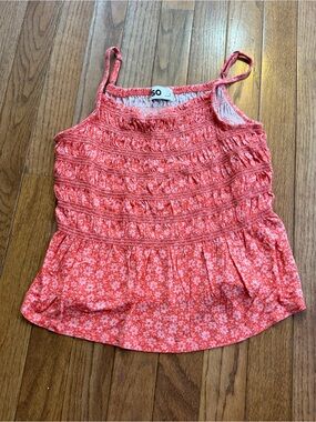 SO Coral Pink Floral Smocked Tank